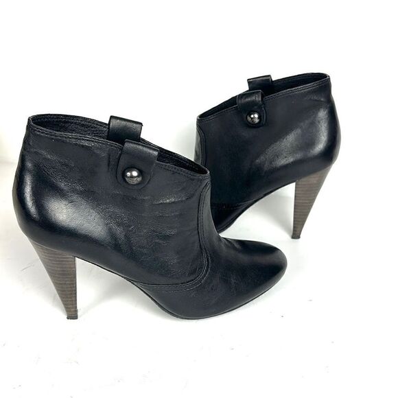 COACH Aliza Black Leather Ankle Booties High Heels size US 7 - Picture 3 of 16